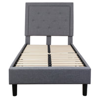 Flash Furniture Roxbury Twin Size Tufted Upholstered Platform Bed - Light Grey Fabric-Platform Bed