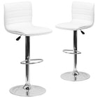 Flash Furniture Contemporary Vinyl Adjustable Height Barstool with Horizontal Stitch Back & Chrome Base - White - 2 Pack-Set of 2 Contemporary Style Stools
