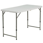 Flash Furniture 24"W x 48"L Height Adjustable Bi-Fold Granite White Plastic Folding Table-Ready To Use Commercial Table