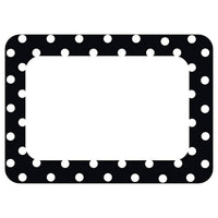 Teacher Created Resources Name Plates/Label 3 1/2" x 2 1/2" Black Polka Dots 2, 216 Pack (TCR5538)-Theme/design: Black Polka Dots 2
