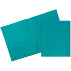 JAM Paper Plastic 2 Pocket School POP Folders, Teal Blue, 96 Pack-Teal blue