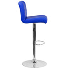 Flash Furniture Contemporary Vinyl Adjustable Height Barstool with Rolled Seat and Chrome Base - Blue - 2 Pack-Blue Vinyl Upholstery