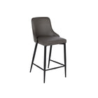 Plata Decor Island Stools with Black Metal Legs - Grey - 2 Pack-High back