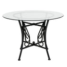 Flash Furniture Princeton 42" Round Glass Dining Table with Black Metal Frame-Contemporary Style