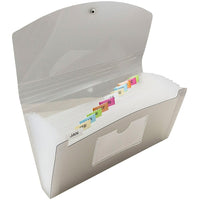 JAM Paper 13-Pocket Expanding File with Button & String Closure, Check Size, 5" x 10.5", Smoke Grey, 2 Pack (221618981z)-Grey