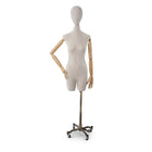 Can-Bramar Adult Female Half Body Mannequin - Ajustable Heigth - Natural Cotton (RPDF-1N)-Comes with Bronze Base with Wheels