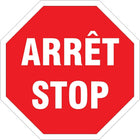 SCN Industrial "Arret / Stop" Sign, 24" x 24", Aluminum, Bilingual With Pictogram-Display Type Bolt-On