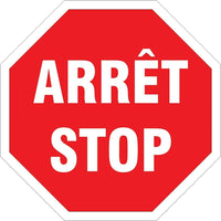 SCN Industrial "Arret / Stop" Sign, 24" x 24", Aluminum, Bilingual With Pictogram-Display Type Bolt-On