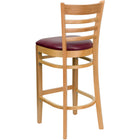 Flash Furniture HERCULES Ladder Back Walnut Wood Restaurant Barstool - Burgundy Vinyl Seat - 2 Pack-2.5" Thick Foam Padded Seat