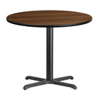 Flash Furniture 36" Round Walnut Laminate Table Top with 30" x 30" Table Height Base-Hospitality Table