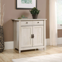 Sauder Edge Water Utility Stand, Chalked Chestnut-The Edge Water Utility Cart has a storage drawer with metal runners and safety stops