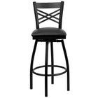 Flash Furniture HERCULES Black "X" Back Swivel Metal Barstool - Black Vinyl Seat-Set of 2 Metal Dining Bar Stools