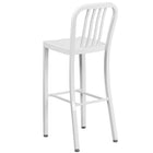 Flash Furniture 30" High White Metal Indoor-Outdoor Barstool with Vertical Slat Back-White Powder Coat Finish