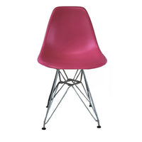 Plata Import Eiffel Chair, Hot Pink Seat, Chromed Legs (PC-016-HOTPINK)-Dining Chair