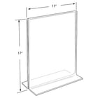 Azar Displays 17" x 11" Vertical Double Sided Stand Up Acrylic Sign Holder, Clear, 10 Pack (152708)-Highlight important information from two different angles