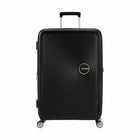 American Tourister 24.8" Curio Check-in Spinner Luggage - Expandable - Medium - Bass Black-Dual Spinner wheels make it easy to navigate narrow airplane aisles as well as over a variety of surfaces