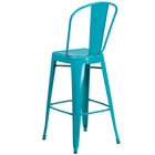 Flash Furniture 30" High Crystal Teal-Blue Metal Indoor-Outdoor Barstool with Back-Drain Holes in Seat