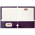 JAM Paper Glossy 2 Pocket 3 Hole Punched Folders, Purple, 50 Pack-Capacity: 200 sheets