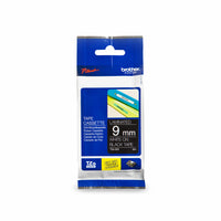Brother Genuine TZe325 Laminated Tape for P-touch Label Makers - 9 mm wide x 8 m long - White on Black-White on black laminated TZe P-touch 9 mm label tape 