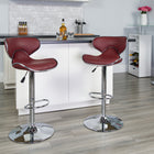 Flash Furniture 17 1/2" x 17 1/2" Cozy Mid-Back Vinyl Adjustable Bar Stool with Chrome Base, Burgundy, 2 Pack-Swivel Seat