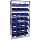 Kleton Heavy-Duty Wire Shelving Units With Storage Bins - 8 Tiers - 36" W x 74" H x 18"D-Depth: 18"