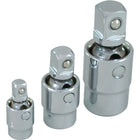 Gray Tools 3 Piece Chrome Swivel Universal Joint Set, 1/4", 3/8" & 1/2"-Contains: 1/2" , 3/8" & 1/4" Universal Swivel Joints Chrome.