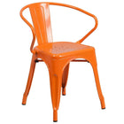 24'' Round Orange Metal Indoor-Outdoor Table Set with 4 Arm Chairs (CH-51080TH-4-18ARM-OR-GG)-4
