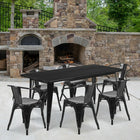 Flash Furniture 31.5'' x 63'' Rectangular Black Metal Indoor-Outdoor Table Set with 6 Arm Chairs (ET-CT005-6-70-BK-GG)-Seats 6 people