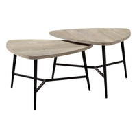 Monarch Specialties 7939P Table Set - Taupe Reclaimed Wood/Black Metal - 2 Pack-2 piece set of nesting coffee tables in a contemporary mid-century style