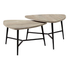 Monarch Specialties - 7939P Ens De Tables - 2Pcs/Faux Bois Taupe/Metal Noir - Paquet de 2-Ensemble de 2 tables de style contemporain du milieu du siècle