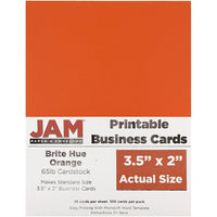 JAM Paper Two Sided Printable Business Cards, 2 x 3.5, Bright Hue, Orange Recycled, 500 Pack (22128342g)-Size: 3.5" x 2"