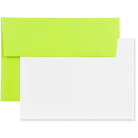 JAM Paper Stationery Set with 100 White Cards and 100 A7 Envelopes, Brite Hue Ultra Lime Green, 100 Sets Pack (304624516g)-Ultra lime
