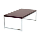 Wall Street Coffee Table with Chrome Frame, Espresso-Espresso Finish, Wood Veneer Top