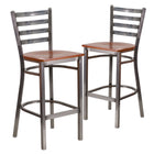 Flash Furniture - Tabouret de restaurant de la série HERCULES en métal transparent à dossier échelle - siège en bois de cerisier-Conception à  dossier échelle