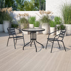 Flash Furniture 23.75" Round Tempered Glass Metal Table-Clear Tempered Glass Surface
