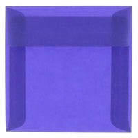 JAM Paper 8.5 x 8.5 Square Envelopes, Purple Translucent Vellum, 50 Pack (1592167I)-Primary blue translucent envelope