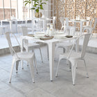 Flash Furniture Commercial Grade Metal Indoor-Outdoor Stackable Chair - White-Plastic Caps on cross brace protect finish when stacked