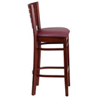 Flash Furniture Darby Series Slat Back Mahogany Wood Restaurant Barstools with Burgundy Vinyl Seat - 2 Pack-Slat Back Design