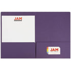 JAM Paper Premium Paper Cardstock Two Pocket Presentation Folders, Dark Purple, 12 Pack (5166613304dg)-2 pocket
