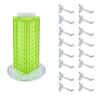 Azar Interlock Peg Tower with Revolving Base and Hooks - 4" x 4" x 12" - Green -Sold in multiples of: 1