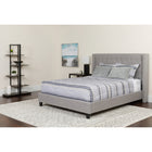 Flash Furniture Riverdale King Size Tufted Upholstered Platform Bed with Pocket Spring Mattress - Light Grey Fabric-Panel Headboard