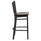 Flash Furniture - Tabouret de bar de la série HERCULES en métal noir à dossier vertical - siège en bois de noyer-Siège en bois fini noyer
