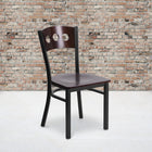 Flash Furniture HERCULES Series Black 3 Circle Back Metal Restaurant Chair - Walnut Wood Back & Seat - 2 Pack-Welded Joint Assembly