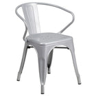 24'' Round Silver Metal Indoor-Outdoor Table Set with 2 Arm Chairs (CH-51080TH-2-18ARM-SIL-GG)-4