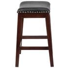 Flash Furniture 26" High Backless Cappuccino Wood Counter Height Stool with Black LeatherSoft Saddle Seat-Black LeatherSoft Upholstery