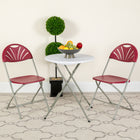 Flash Furniture HERCULES Series Burgundy Plastic Fan Back Folding Chair-Textured Seat ensures safe seating
