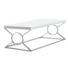 Monarch Specialties 3400 Coffee Table - Glossy White With Chrome Metal-Thick and spacious glossy white table top