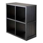 Winsome Timothy Storage Shelf with Wainscoting Panel, 2 x 2 Cube, 25.63" x 11.81" x 27.05", Black-Use as a display storage shelf or pair with baskets for a new look