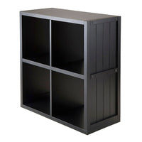 Winsome Timothy Storage Shelf with Wainscoting Panel, 2 x 2 Cube, 25.63" x 11.81" x 27.05", Black-Use as a display storage shelf or pair with baskets for a new look