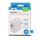 LOGiiX Power Plus 65W Duo Wall Charger - White-Powerful enough to charge smartphones, tablets & some laptops at full speed